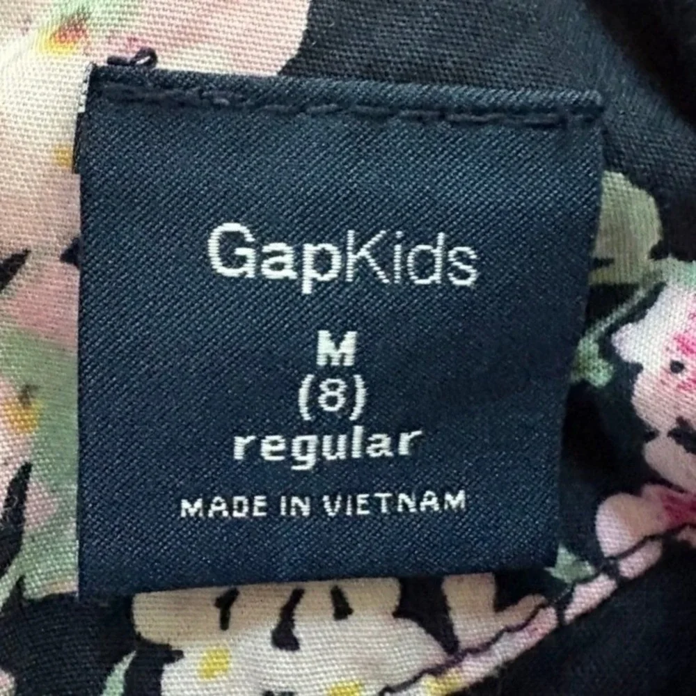 Gap Kids Girls Pink Floral Pleated Fit and Flare Dress Navy Blue Size M 8
